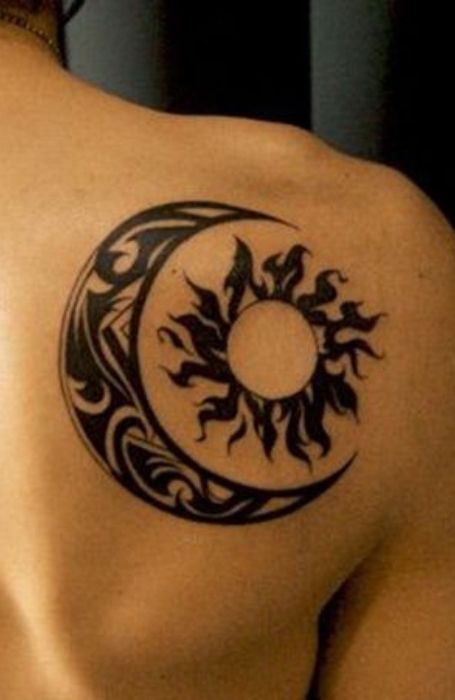 Sun Moon Calf Tattoo, Unique Tattoos For Moms, Small Tattoo Ideas Back, Sun And Moon Tattoo Designs, Tattoo Ideas Back, Female Sleeve Tattoo, Best Friends Tattoo, Half Moon Tattoo, Tattoo Leggings