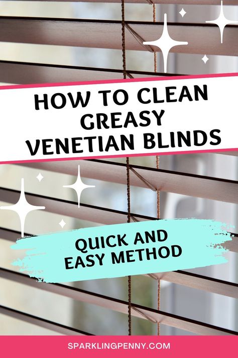 How to clean greasy wooden, metal or plastic Venetian blinds the easy way. I show you a way of deep cleaning your horizontal blinds without taking them down. This DIY method is easy and fast. Cleaning Blinds Easy, Dark Wood Blinds, Cleaning Mini Blinds, Cleaning Wood Blinds, Faux Blinds, Oasis Decor, Cleaning Grease, Metal Blinds, Vinyl Blinds