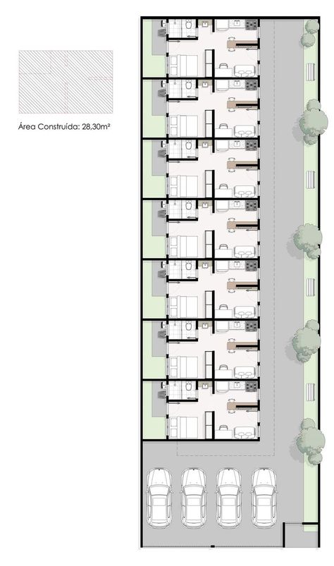 Small Row House Design, Hotel Room Design Plan, Row House Design, Small Apartment Building, Hotel Floor Plan, Affordable House Plans, House Floor Design, Building Plans House, Apartment Floor Plans