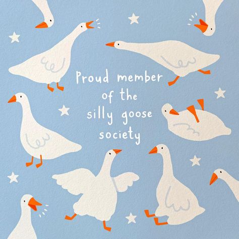 abbie rosie | illustration | hello and welcome to the silly goose society, we don’t really know what we’re doing and that’s totally okay Tag yourself, I’m goosy on his… | Instagram Tag Yourself, Silly Goose, Welcome Poster, Pottery Painting, Wallpaper Iphone Cute, Digital Wallpaper, Hand Painted Ceramics, Children Illustration, Animal Illustration