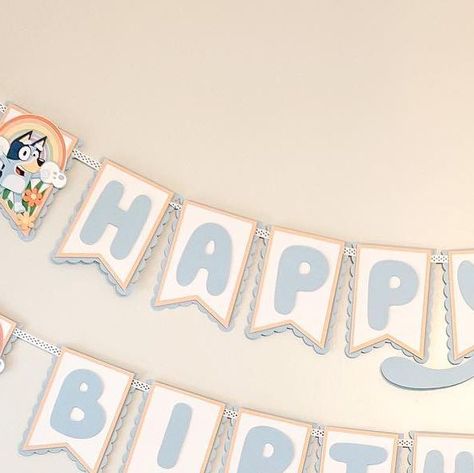 EllaDesignedParties on Instagram: "🎈🎉🐾🌈🌸 Custom Bluey Banner for a very special little girl. Happy 4th Birthday Aurora! I love the colors in this order, pastel rainbows accented with flowers, it’s cute, chic, and stylish for a character themed party! Thank you @marleyjohnson Thank you for allowing me to design and style your party decorations for your sweet daughter! ➡️Swipe to see this adorable party set up!! #elladesignedparties #etsyshop #etsymadelocal #etsy #customparty #customban Bluey Birthday Door Sign, Pastel Bluey Party, Diy Bluey Decorations, Bluey Third Birthday Girl, Pastel Bluey Birthday, Bluey Second Birthday Girl Theme, Bluey 2nd Birthday Party For Girl, Bluey Banner, Bluey Birthday Banner