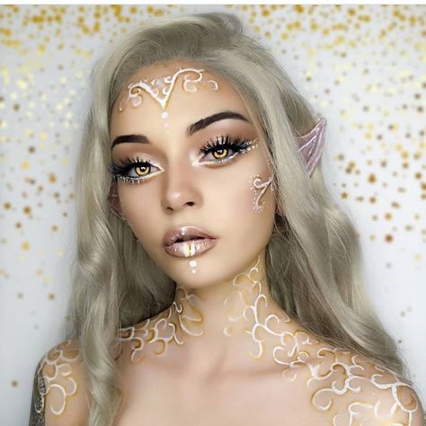 Elf Wedding Makeup, Elven Fairy Makeup, High Elf Makeup, Spring Fairy Makeup, Elven Photoshoot, Fairy Make Up Ideas, Medieval Ball, Elf Look, Elven Makeup