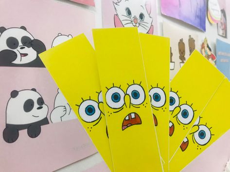 Spongebob Bookmark, Disney Bookmark, Cartoon Bookmarks, Bookmarks Aesthetic, Disney Bookmarks, Bookmarks Ideas, Drawing Disney, Bookmark Diy, Disney Drawing