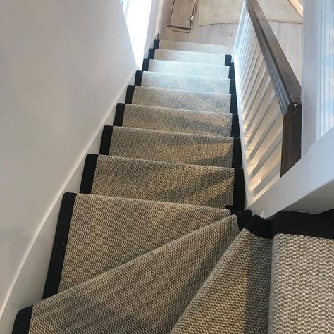 Ace Carpet Edging | A wide stair runner with black tape bound to the edges by our expert team @ACECARPETEDGING. We were grateful to our customer for providing… | Instagram Wide Stair Runner, Dark Carpet On Stairs, Runner On Stairs With Landing, Staircase Carpet, Stairs Carpet, Stairs Edge, Stairs Renovation, Hallway Stairs, Cream Carpet