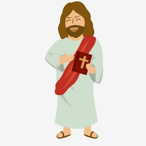 Cartoon Jesus, Illustration Bible, Jesus Clipart, Cross Clipart, Jesus Cartoon, Christian Cartoons, Catholic Cross, Book Background, Jesus Faith