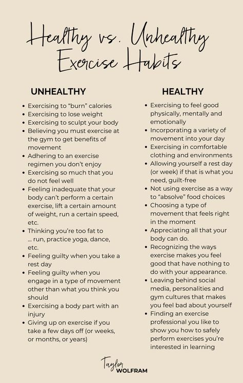 Take a look at these lists and assess your relationship with exercise! Work to replace the unhealthy habits with the healthy habits. Learn more about intuitive exercise in this blog post! Intuitive Movement, Healthy Lifestyle Habits, Healthy Exercise, Lifestyle Habits, Health Habits, Intuitive Eating, Healthy Lifestyle Tips, Tofu Recipes, Lose 50 Pounds