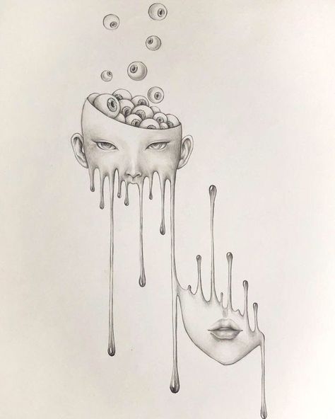 Drawing Horror, Surrealism Drawing, Creepy Drawings, Unique Drawings, Poster Drawing, Dark Art Drawings, Arte Sketchbook, Arte Inspo, Pencil Art Drawings