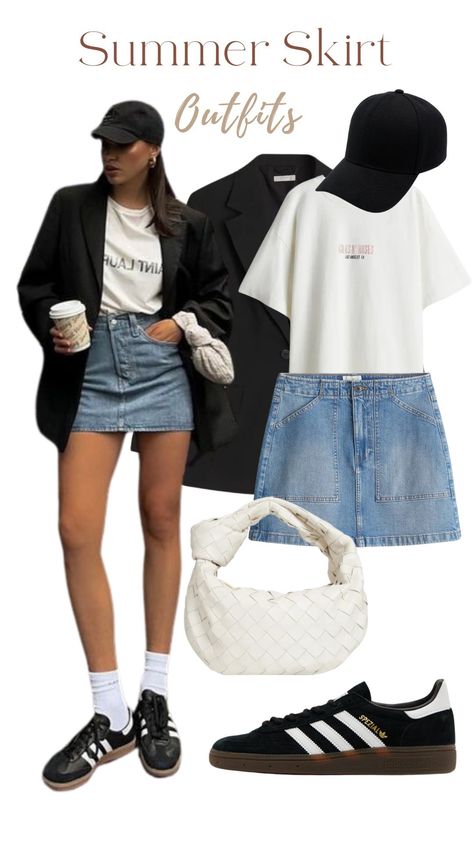 Modest Street Fashion, Skirt Outfits Summer, Adidas Samba Outfit, Samba Outfit, Look Adidas, Denim Skirt Outfits, Everyday Fashion Outfits, Fall Fashion Outfits, Adidas Samba