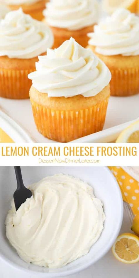 Lemon Frosting Recipes, Ganache Recipes, Frost Cupcakes, Cream Cheese Buttercream Frosting, Lemon Buttercream Frosting, Vegan Cream Cheese Frosting, Lemon Layer Cakes, Icing Recipes, Decorating Cupcakes