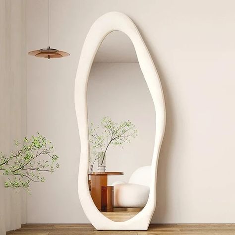 Standing White Maiden Mirror Full Length Aesthetic Full Size Floor Mirror Bedroom Creative Modern Deco Chambre Home Decoration Bedroom Decor Aesthetic, Mirror Full Length, Modern Deco, White Mirror, Sunburst Mirror, Bedroom Mirror, Length Mirror, Full Length Mirror, Decor Aesthetic