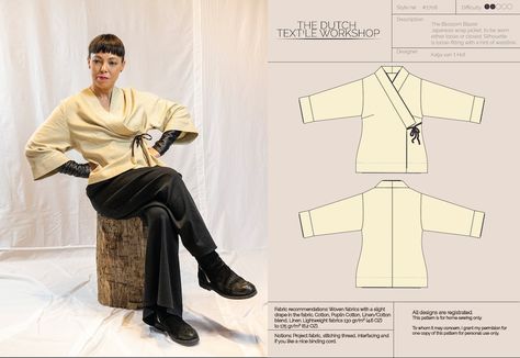 The Blossom Blazer Wrap Jacket Pdf Sewing Pattern. Size S/m - Etsy New Zealand Japanese Jacket, Blazer Pattern, Summer Kimono, Wrap Jacket, Kimono Pattern, Pattern Steps, Jacket Pattern Sewing, Stylish Jackets, Cool Jackets