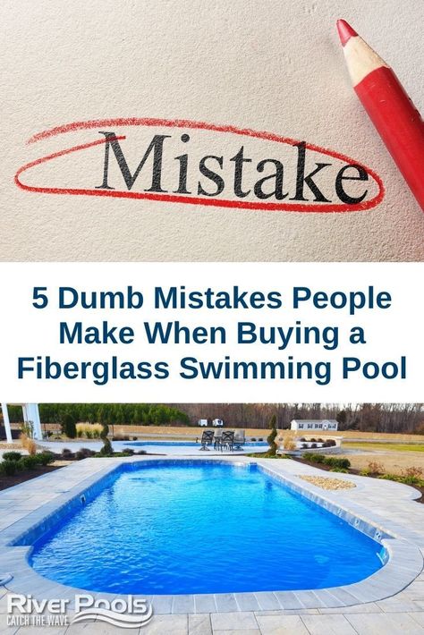 Are you interested in getting a fiberglass pool for your home? Be sure to avoid these top 5 pool buying mistakes! Fiberglass Pool Cost, Small Fiberglass Pools, Fiberglass Pool Installation, Small Inground Pool, Inground Pool Landscaping, Small Backyard Design Layout, Pool Cost, Beach Entry Pool, Pool Prices