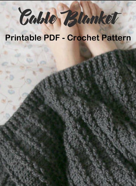 Cable Blanket Crochet Patterns – Update Your Home - A More Crafty Life #crochet #crochetpattern Easy Cable Crochet Blanket, Crochet Blanket For Men, Crochet Blankets For Men, Crochet Cable Blanket, Crochet Cables Pattern, Cable Blanket, Crochet Blanket Diy, Cables Blanket, Border Patterns