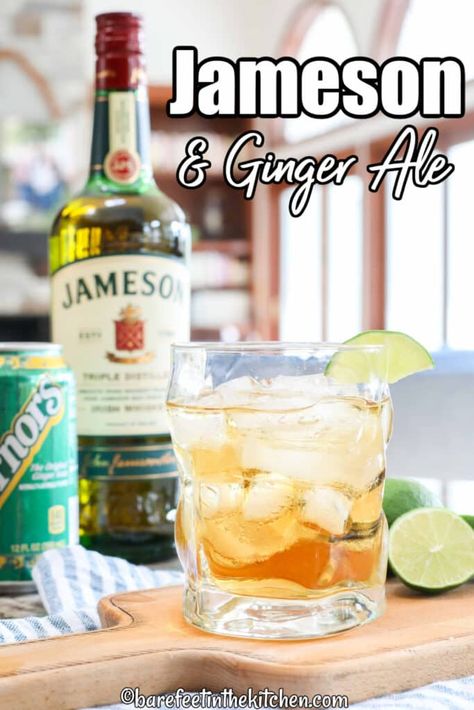 Jameson Ginger Ale And Lime, Jameson And Ginger Ale, Jameson Drinks, Jameson Cocktails, Ginger Ale Cocktail, Irish Cocktails, Ginger Ale Recipe, Jameson Distillery, Whiskey Smash