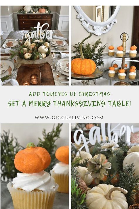 Thanksgiving table with a touch of Christmas. An easy & elegant blend! Set a simple table with touches of both holidays!  #thanksgiving #tabletop #thanksgivingtable #christmas #holidayseason #tablesettings Easy Table Setting, Outdoor Thanksgiving Table, Thanksgiving Decorations Outdoor, Thanksgiving Table Settings Simple, Simple Thanksgiving Table, Outdoor Thanksgiving, Easy Table, Simple Thanksgiving, Christmas Elegant