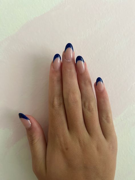 Dark Navy Blue French Tip Nails, Nails Inspiration Navy Blue, Navy Chrome French Tip Nails, Navy Blue French Tip Nails Square, French Tip Navy Blue, Summer Nails Dark Blue, Navy Blue French Tip Acrylic Nails, M Initial Nails, Navy French Nails