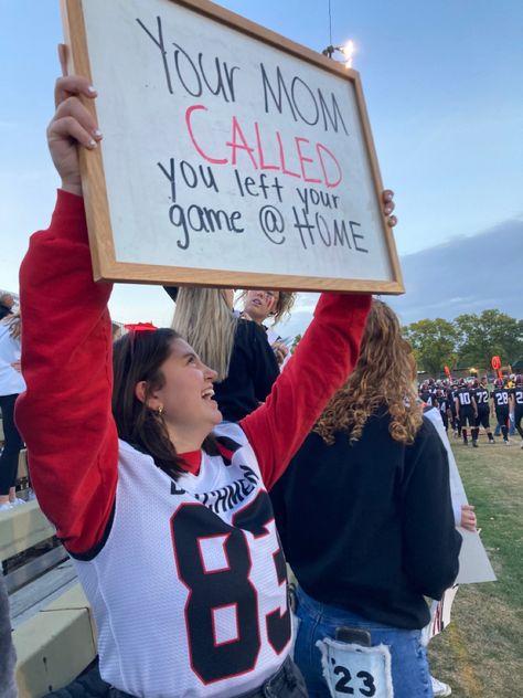 football game Frat Boy Football Posters, Funny Football Signs For Players, Football Fundraiser Poster Ideas, Football Poster Student Section, Highschool Game Posters, Powderpuff Game Signs, Cute Signs For Football Games, Funny Posters For Football Games, Funny Student Section Posters