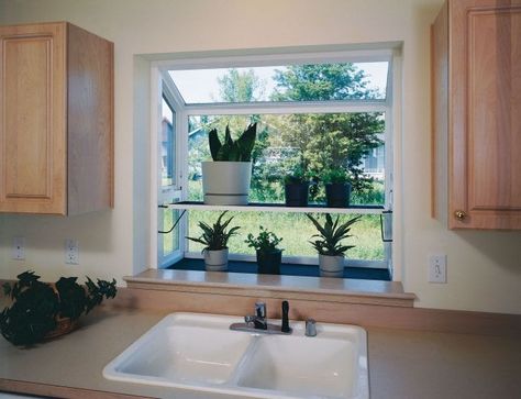 Kitchen Sink Garden Window, Kitchen Garden Window Decor, Kitchen Garden Window Ideas, Kitchen Garden Windows, Garden Window Ideas, Kitchen Window Box, Kitchen Garden Window, Greenhouse Windows, Window Over Sink