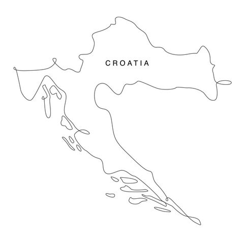 Croatia Map Illustration, Croatia Doodle, Croatia Tattoo Ideas, Croatia Drawing, Croatia Illustration, Croatia Tattoo, Croatia Art, Single Illustration, Croatia Map