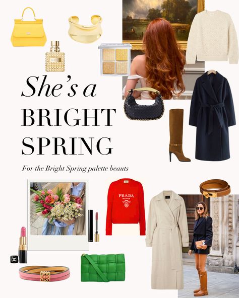 Do Bright Springs only have to wear bright colours? Certainly not, they have an array of neutrals to opt for when they wish to wear something understated and chic. What is your favourite quality about the Bright Spring Palette or being a Bright Spring?⁠ .⁠ #coloranalysis # Bright Spring Inspiration, Bright Spring Winter Outfits, Bright Spring Palette Outfits, Bright Spring Color Analysis, Bright Spring Neutrals, Bright Spring Aesthetic, Bright Spring Celebrities, Bright Spring Hair Color, Clear Spring Outfits