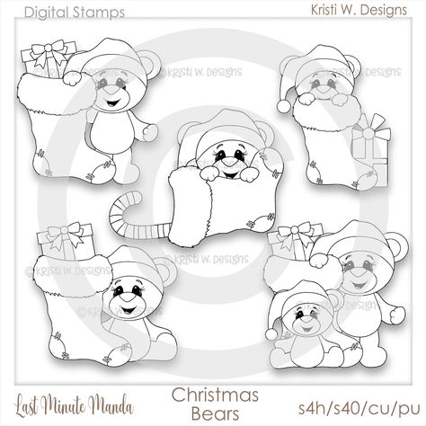 Christmas Bears, White Png, Colouring Sheets, Scrapbooking Pages, Christmas Bear, Toy Shop, Digital Stamps, Toys Shop, Super Simple