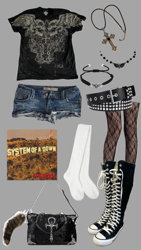 #grungeoutfits #emo #goth #alt #fallinginreverse #piercetheveil #fashioninspo Mcbling Fashion, Alt Outfits, Falling In Reverse, Outfit Collage, Whimsical Fashion, Emo Goth, Pierce The Veil, Swaggy Outfits, Simple Trendy Outfits