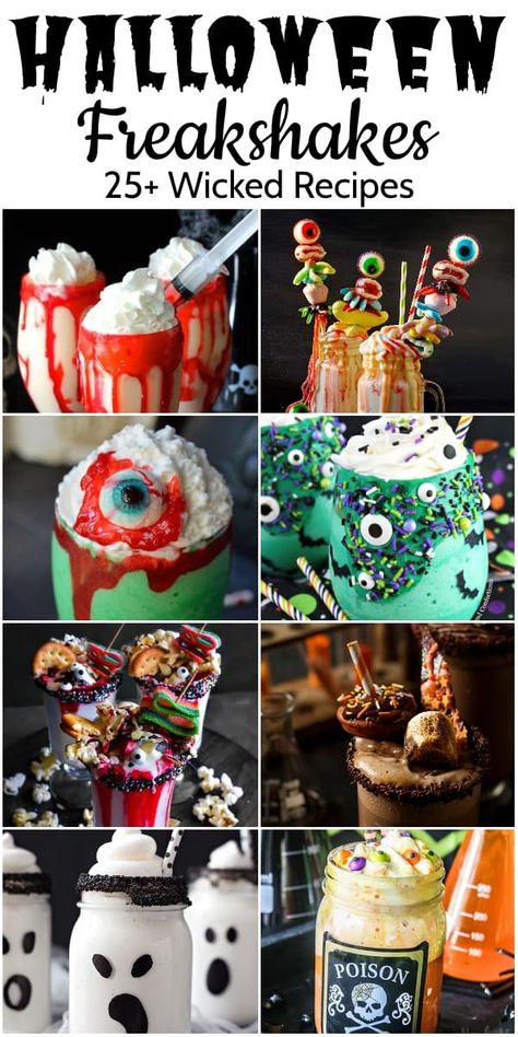 Friday The 13 Desserts, Frozen Halloween Drinks, Halloween Ice Cream Bar, Halloween Milkshake Ideas, Halloween Sundae, Halloween Ice Cream Ideas, Halloween Ice Cream Floats, Ghost Milkshakes, Halloween Ice Cream Sundae