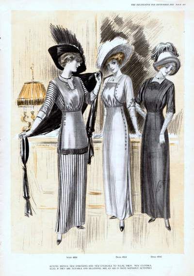 Five fashion trends from 1911 (including all the buttons in the middle outfit) 1912 Fashion, 1908 Fashion, Edwardian Fashion Plates, Images Victoriennes, 1950s Clothing, 1900 Fashion, Mode Prints, King Lear, 1900s Fashion