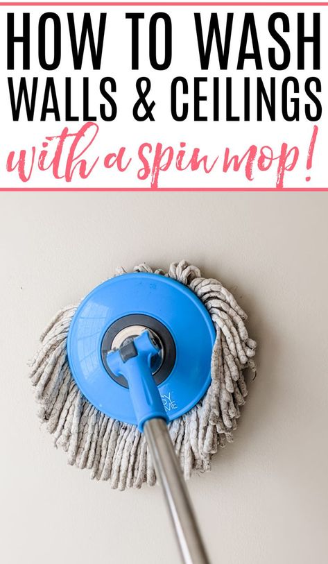 Washing Walls Cleaning Solution, Wall Cleaning Solution Diy, Spin Mop Cleaning Hacks, How To Wash Walls, Mop Solution, Wash Walls, Spin Mops, Baseboard Cleaner, Cleaning Ceilings