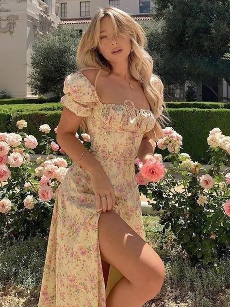 Flower Dresses Outfit, Flower Print Dress Summer, Long Flower Dress, Summer Flower Dress, Summer Dresses For Wedding Guest, Long Summer Dresses, Dresses Short, Summer Dresses For Women, Look Fashion