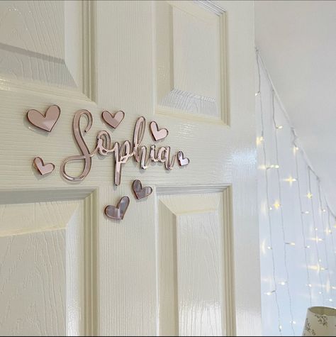 Door Name Sign, Acrylic Door, Nursery Door, Heart Nursery, Door Name, Bedroom Door Signs, Wooden Name Signs, Office Door, Bedroom Signs