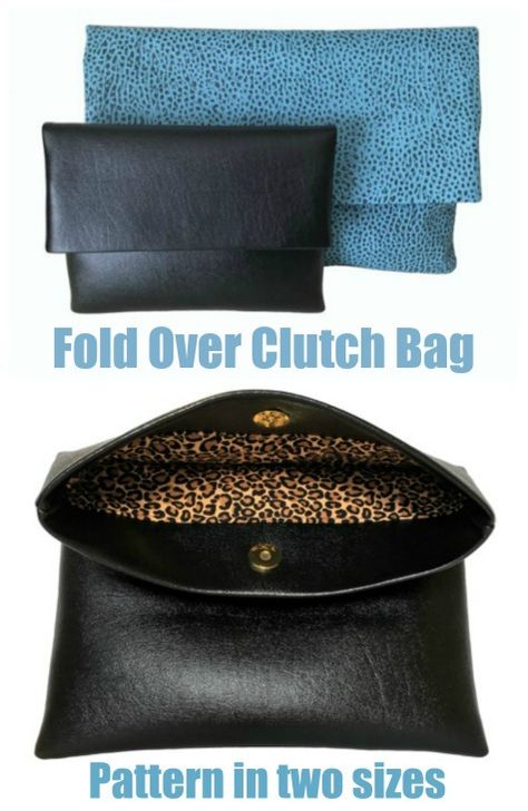 Fold Over Clutch Bag pattern in 2 sizes. This purse is very easy to sew, even for a beginner sewer. A perfectly designed sewing pattern for a clutch bag that never goes out of fashion. Easy fold over clutch bag sewing pattern that can be folded or rolled. Two sizes of DIY clutch bag to sew in the same pattern. Works for cork, cottons, leather and vinyl. #SewModernBags #SewABag #BagSewingPattern #SewAClutchBag #ClutchBagSewingPattern #BeginnerSewingPattern Sew Clutch Purse Diy, Sewing A Clutch Purse, Simple Clutch Pattern, How To Make A Clutch Purse Diy, Diy Leather Clutch Bag, Easy Bag Tutorial, Easy Leather Bag Pattern, Sew Clutch Purse, Clutch Pattern Free