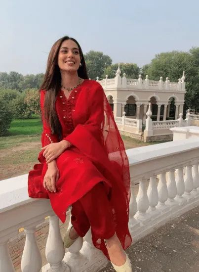 red outfit of Iqra Aziz Iqra Aziz, Red Dress, A Woman, Red