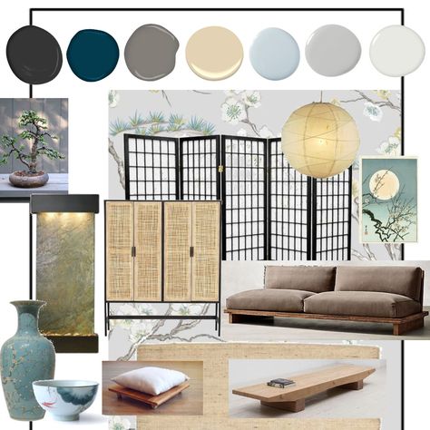 View this Interior Design Mood Board and more designs by Safiyyah_M on Style Sourcebook Interior Design Asian, Asian Interior Design Bedroom, Asian Design Interior, Asian Style Interior, Japan Interior Design Bedroom, Zen Style Furniture, Japan Interiors, Asian Style Interior Design, Nanyang Style Interior Design