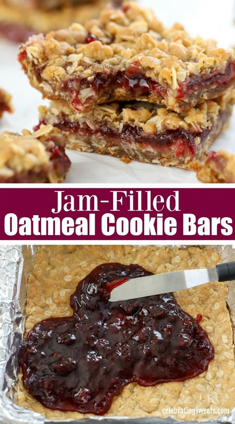 Oatmeal Jam Bars, Jam Bars, Oatmeal Cookie Bars, Brown Sugar Oatmeal, Smores Dessert, Breakfast Oatmeal, Desserts Keto, Brownie Desserts, Dessert Bar Recipe