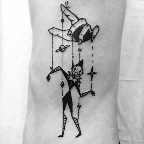 Marionette Tattoo, Puppet Tattoo, String Tattoo, String Puppet, Puppet Ideas, Clown Tattoo, Kunst Tattoos, Tattoo Designs For Men, Custom Tattoo Design