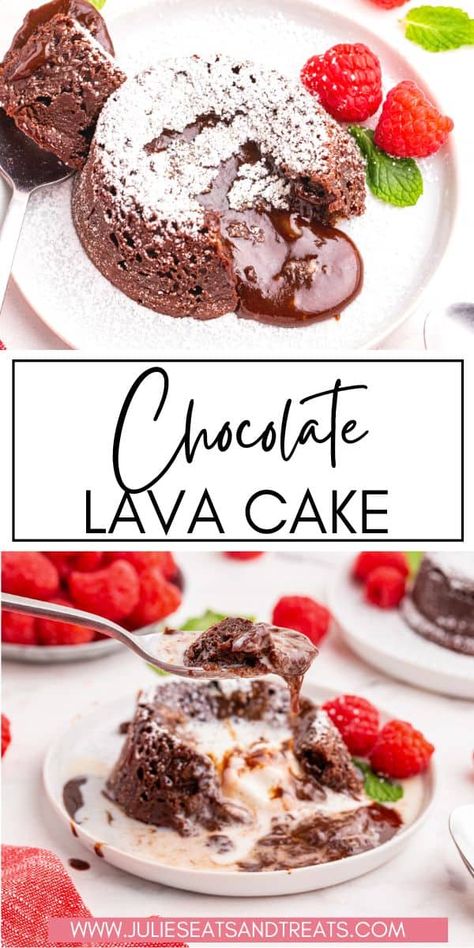 Chocolate Lava Cake is a dessert that is hard not to fall in love with! It has a molten chocolate center and is ready in less than 30 minutes. Make this decadent chocolate dessert in your own home and impress everyone! Who can say no to the oozing chocolate center? Chocolate Lava Cakes, Chocolate Lava Cake Recipe, Molten Chocolate Lava Cake, Romantic Desserts, Lava Cake Recipes, Small Batch Baking, Diy Easy Recipes, Cake Video, Molten Chocolate