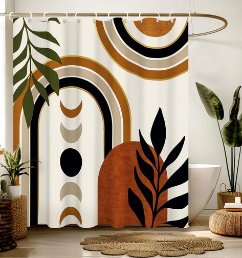 Leaf Shower Curtain, Bathtub Liners, Bohemian Bathroom Decor, 2024 Bedroom, Escape Pod, Bathroom Stall, Guest Bathroom Decor, Bohemian Bathroom, Boho Bathroom Decor