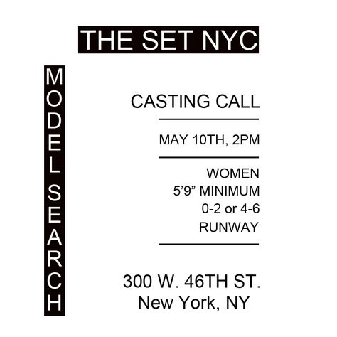 Casting Call! New York, press@thesetnyc.com #female #models 5'9" Model Call Post, Newborn Model Call Template, Model Casting Call, Casting Calls, Model Casting, Film Ideas, Casting Kit, Casting Call, Model Call