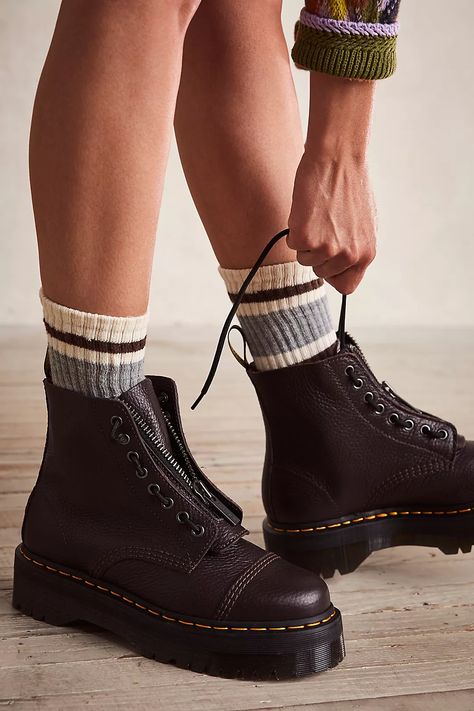 Dr. Martens Sinclair Zip Front Boots | Free People Doc Martens Sinclair, Platform Boots Outfit, Dr Martens Sinclair, Shoes Boots Heels, Doc Martens Boots, Heels Sneakers, Ginny Weasley, Boots Heels, Girls Style