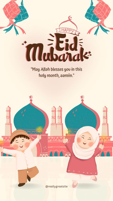 Peach Colorful Illustration Eid Mubarak Instagram Story || greeting || idul fitri || Lebaran || Hari raya - Cocok untuk di share di berbagai social media. Eid Mubarak Design, Eid Mubarak Greeting, Eid Mubarak Greetings, Happy Eid Mubarak, Colorful Illustration, Hari Raya, Idul Fitri, Happy Eid, Story Template