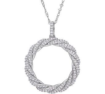 Affinity 14K 1/2 cttw Diamond Twist Circle Pendant w/ Chain - J383712 Diamond Circle Pendant, Mens Silver Necklace, Silver Wedding Bands, Necklace Size, Circle Necklace, Silver Pieces, Stunning Jewellery, Circle Pendant, Rose Gold Necklace