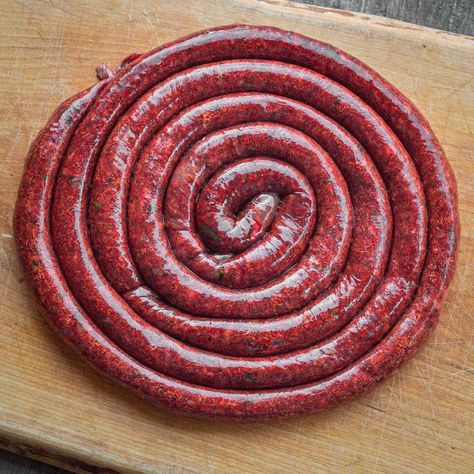 How To Make Homemade Blood Sausage - FORAGER | CHEF Grilled Sausage Recipes, Pork Chorizo, Pork Butts, Deer Processing, Chef Michael Smith, Salami Recipes, Sausage Hash, Blood Sausage, Chorizo Recipes