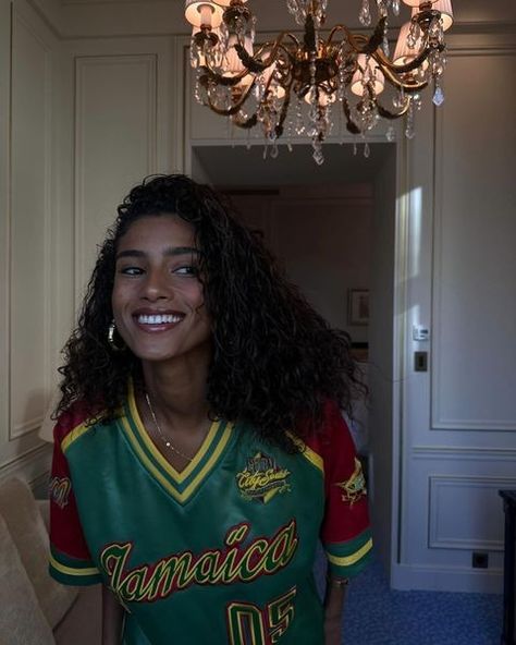 Imaan Hammam Style, Jamaica Shirt, Jamaican Women, Imaan Hammam, Moroccan Aesthetic, Leo Rising, Model Inspo, Jersey Design, Fulfilling Life