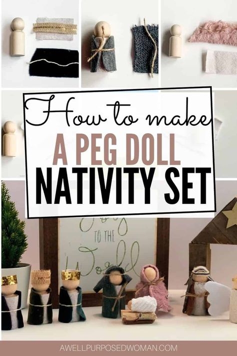 Wooden Peg Doll Nativity, Peg Doll Nativity, Nativity Peg Doll, Nativity Scene Diy, Advent Calendar Diy, True Christmas, Diy Nativity, Christmas Gift For Kids, Diy Wooden Projects