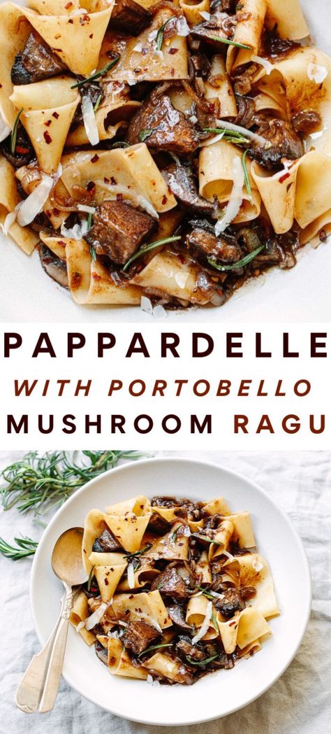 Pappardelle Pasta with Portobello Mushroom Ragu Tagliatelle, Easy Vegetarian Pasta, Vegetarian Pasta Recipes Easy, Vegetarian Pasta Recipe, Pasta With Mushrooms, Mushroom Ragu, Pappardelle Pasta, Vegetarian Pasta Recipes, Pasta Dinners