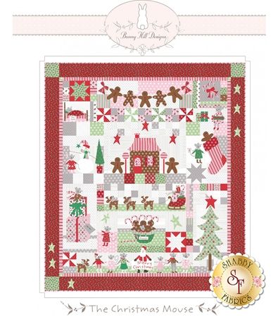 The Christmas Mouse Pattern: This adorable Christmas quilt is sure to bring warmth and cheer to your home! Embroidery and appliqué make this project cute and fun! Pattern includes all intructions for full quilt. Finished size is 58 Christmas Quilting Projects, Christmas Quilt Blocks, Row Quilt, Christmas Blocks, Christmas Quilt Patterns, Applique Quilt Patterns, Holiday Quilts, Tree Quilt, Windham Fabrics