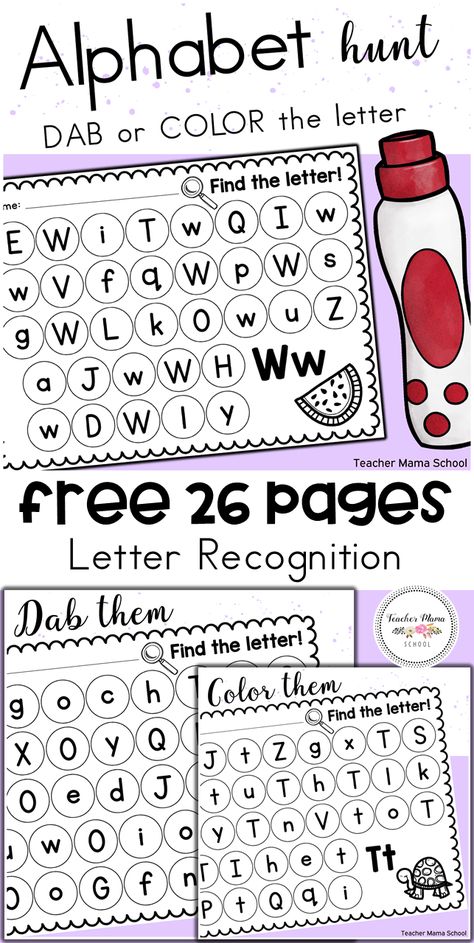 Identifying Letters, Letter Recognition Activities, Kindergarten Letters, Preschool Alphabet, Letters Of The Alphabet, Abc Activities, Alphabet Activities Preschool, Preschool Literacy, Printable Alphabet