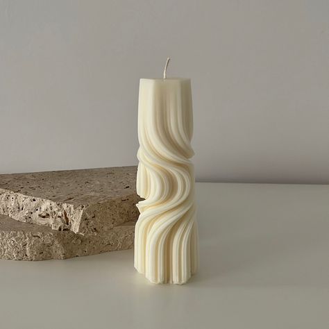 Our New Maya Pillar 🕯️ we love the unique design and flow of Maya — available to shop on our website #enlightaesthetics #candles #aesthetic #homedecorideas #handmade #smallbusiness Spiral Column, Concrete Trays, Holiday Party Shoes, Linen Furniture, Sweet Citrus, Skincare Gift Set, Home Scents, Hand Poured Candle, Fragrance Gift Set