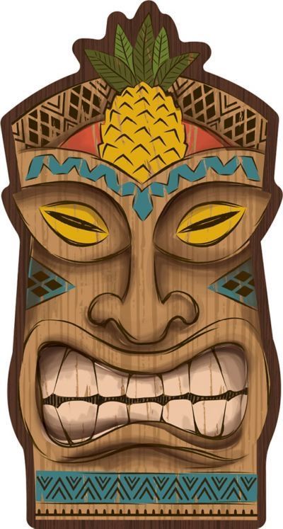 Tiki Entrance, Cardboard Tiki, Diy Tiki Decorations, Mascaras Tiki, Tiki Painting, Tiki Crafts, Tiki Aesthetic, Tiki Bar Ideas, Hawaiian Tiki Mask